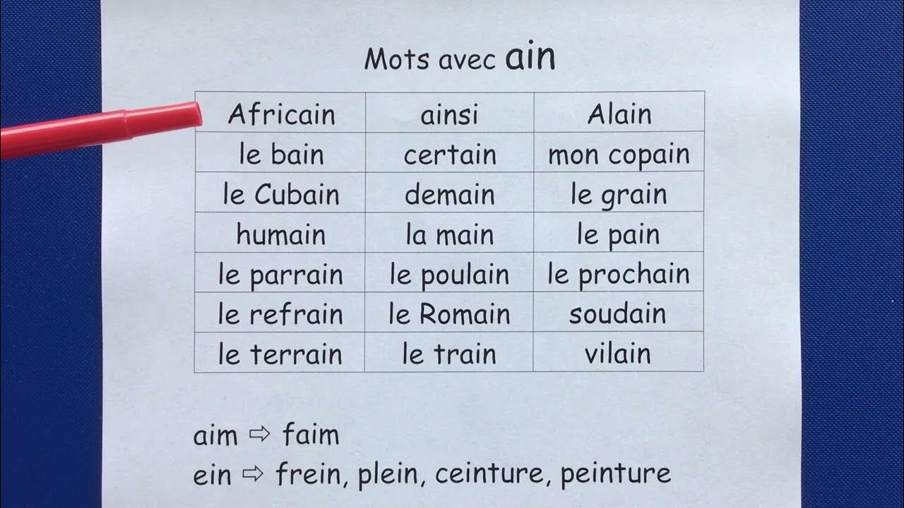 18. Mots avec IN, AIN… YouTube 18. Mots avec IN, AIN… YouTube