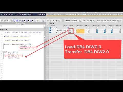 TIA Portal PEEK POKE example Read DB4.DIW0.0 Write DB4.DIW2.0