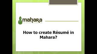 How to create résumé in Mahara?