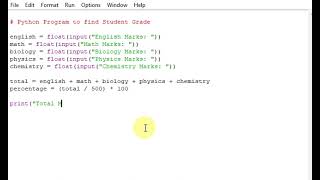 Famous Python Program to find Student Grade Profile