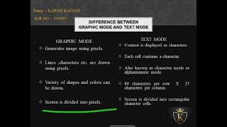 Graphics mode and Text Mode