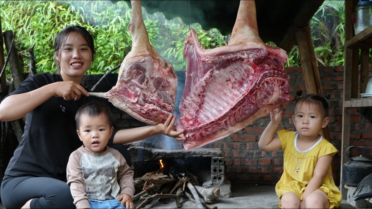 How to make smoked pork to sell at the market, Grill meat for your little daughter to eat