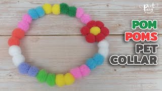 Easy DIY POM POMs Pet Collar 2 | 수공 | 手作り | DIY ปลอกคอปอมปอม น้องแมว น้องหมา แบบที่ 2 ทำง่ายสุดๆ