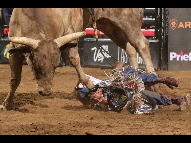 Professional bull rider Derek Kolbaba is thrown off ”Harold's Genuine Risk”  during round one of the “PBR Unleash The Beast Monster Energy Buckoff” at  Madison Square Garden in New York, NY, January