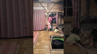 Simple life: Evening routine in a traditional bamboo house 🎋 #shorts