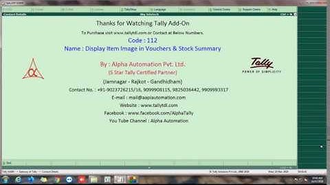 Tally Add On : Display Item Image in Vouchers & Stock Summary in Tally.ERP9 software.