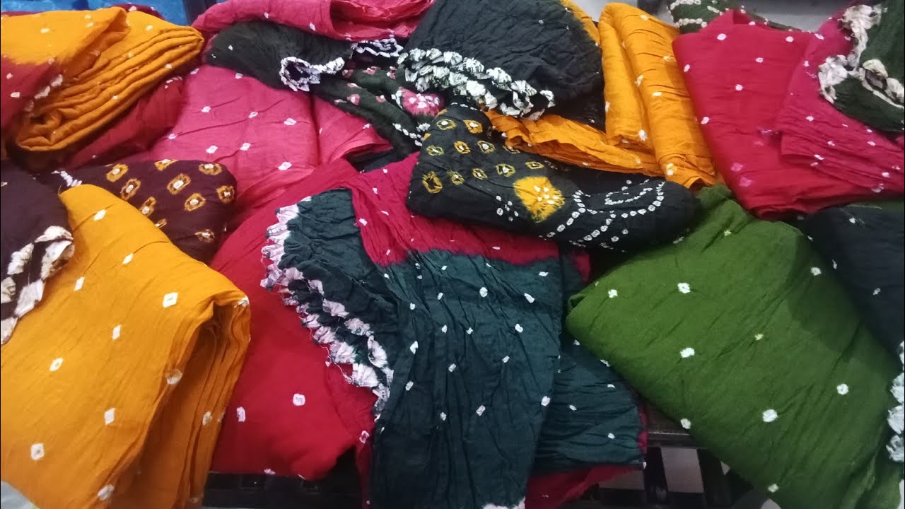 🤗बंधेज के सूटो🌹की फैक्ट्री खुलगई खरखौदा मे👌ग़ज़ब 😍डिज़ाइन पक्के रंग 🤔3 मीटर की सलवार Wow #8053455432