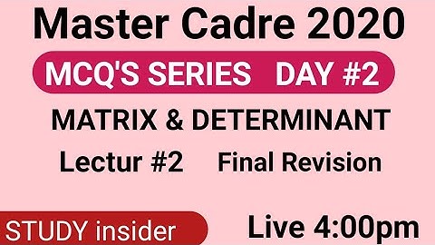 #2 Math MCQ Series | Master Cadre | Matrix & Determinant |