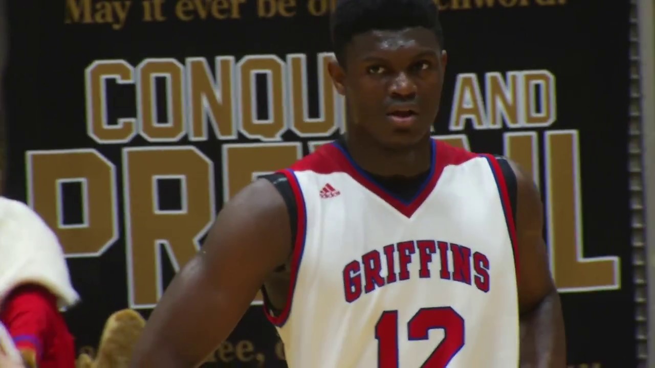 Zion Williamson 12 Spartanburg Day School Griffins Red Basketball