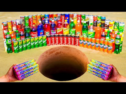 Mentos Rainbow Vs Coca Cola, Fanta, Sprite, Schweppes, 7up, Mirinda, Pepsi In Big Underground