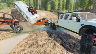 Rescuing campers after flood with 6 wheel drive truck | Farming Simulator 19 screenshot 3