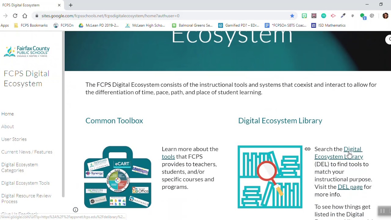FCPS Digital Ecosystem Library YouTube