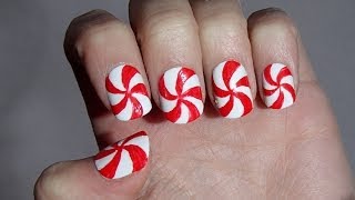 candy cane nails swirl