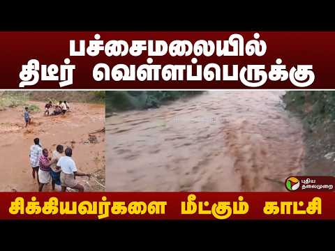 பச்சைமலையில் திடீர் வெள்ளப்பெருக்கு.. சிக்கியவர்களை மீட்கும் காட்சி | Pachamalai | Perambalur