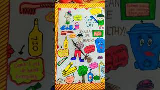 Be Clean Be Healthy 🧼✨ | Hygiene Awareness Poster | School Project#youtubeshorts #craft #trending