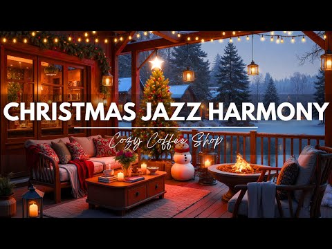 Christmas Jazz Harmony 2025 🎄 Cozy Coffee Shop Ambience ☕ Warm Fireplace & Peaceful Holiday Vibes