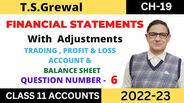 FINANCIAL STATEMENTS (WITH ADJUSTMENTS) Chapter-19 T.S.Grewal   Solution     Question:no-6 Class 11