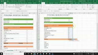 Personal Monthly Budget Using Excel - Part 1
