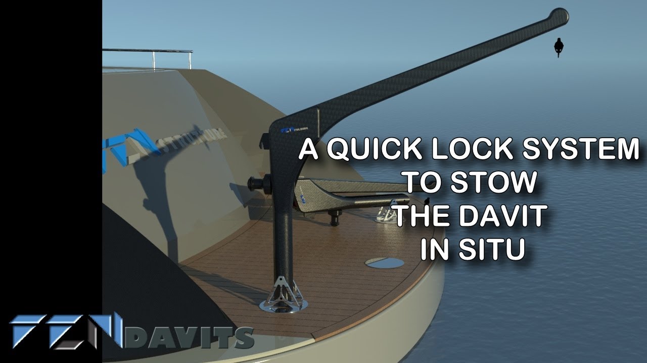 Socket for carbon davits stowable in situ