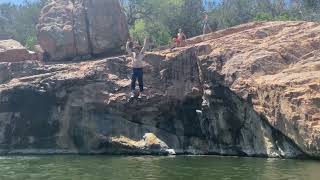 Celebrity Jump into Devil's Waterhole at Inks Lake State Park Profile