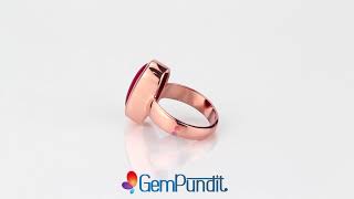 Beautiful Red Coral gemstone ring in Copper