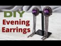EVENING EARRINGS DIY | Clip On Earrings | Beginner Tutorial | Crystal Chain Jewelry | Handmade