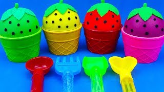 DIY How to make Play Doh Ice Cream Strawberry fruit Surprise Toys Kinder Surprise Eggs