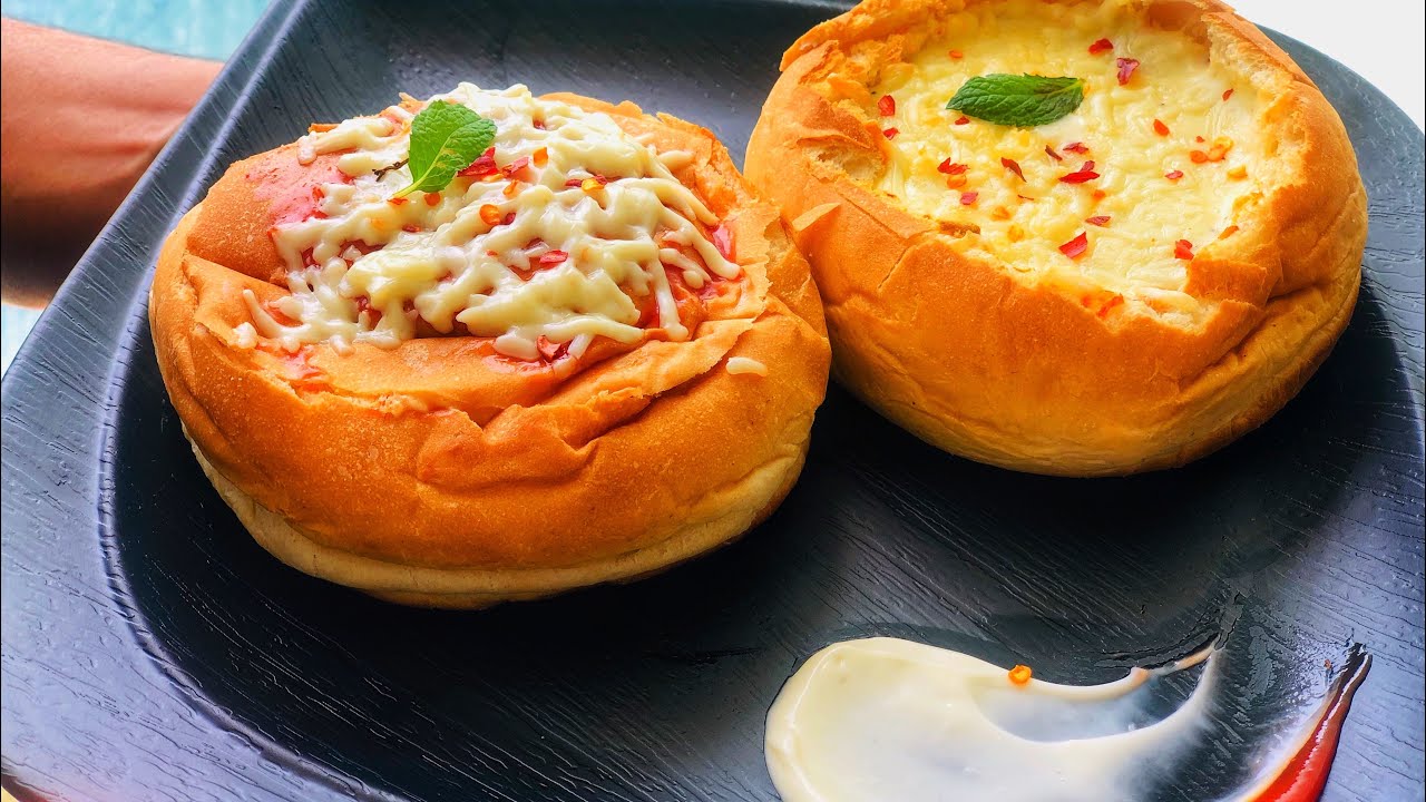 Baked Beans Bun with creamy white sauce_without Oven_morning breakfast_make Baked Beans at home