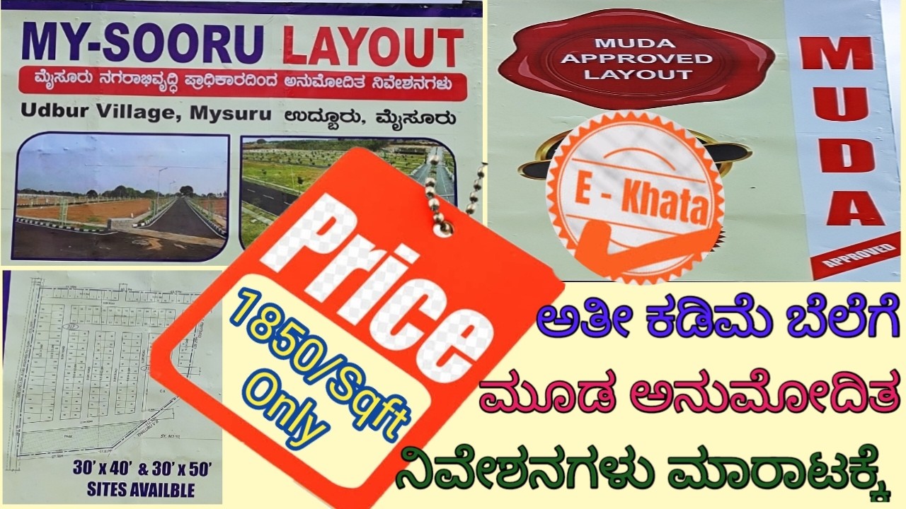 Must Watch: Low Budget (MUDA Approved) Sites near (upcoming PRR) at Udbur Mysore Call: 9980838929