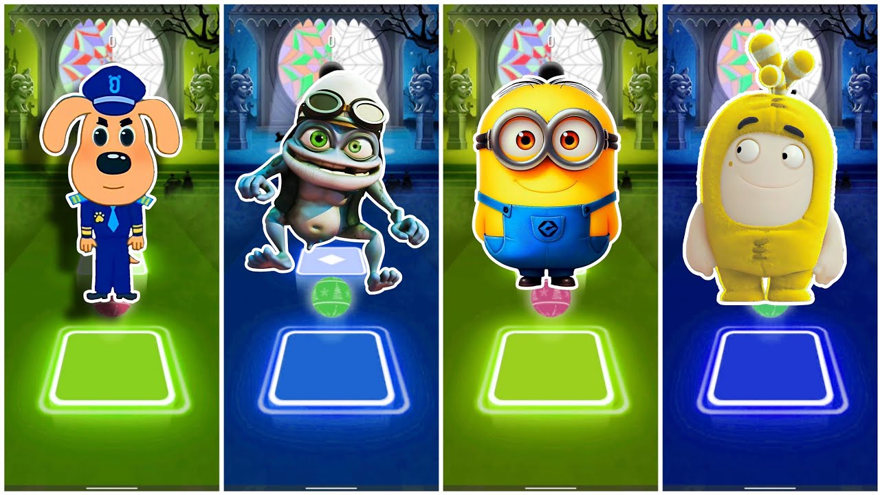 Sheriff Labrador Vs Crazy Frog Vs Minions Vs Oddbods Fuse - Tiles Hop Edm Rush🎶