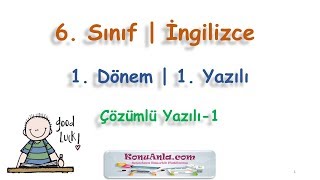 6. Sınıf | İngilizce | 1. Dönem | 1. Yazılı | Çözümlü Yazılı-1 (2018-2019)