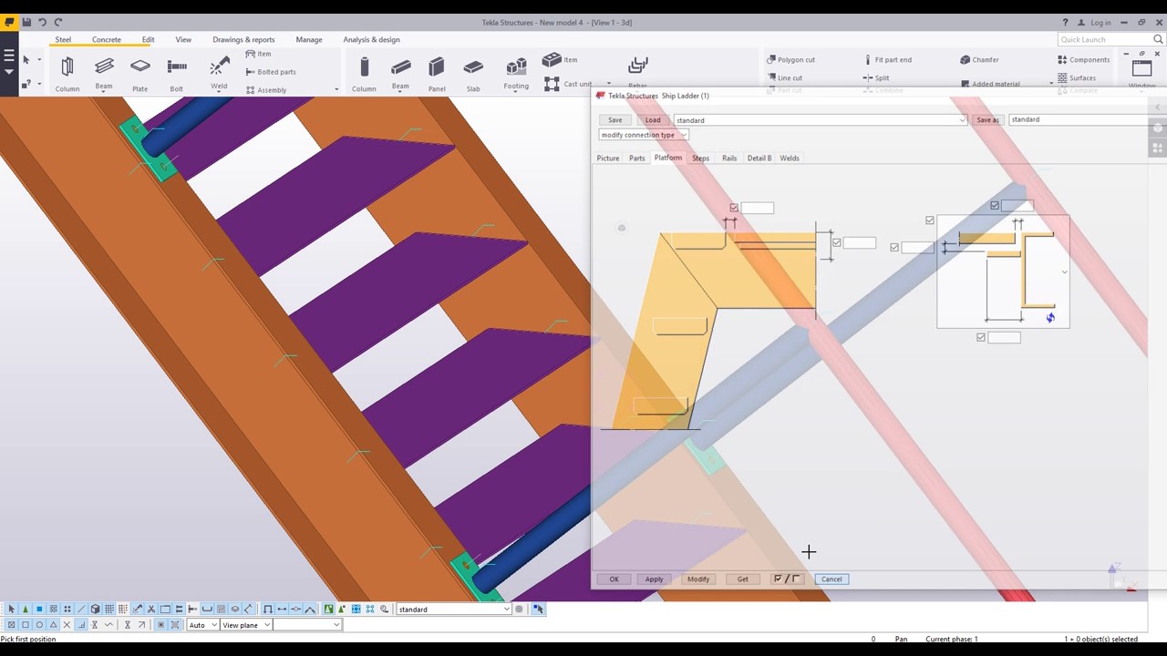 Ship Ladder Tekla Structures Xsteel /Reliant institute of Technology