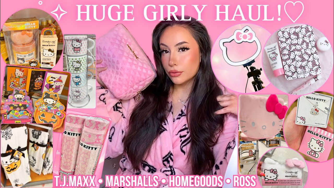 HUGE GIRLY HAUL! 🎀 hello kitty halloween, tj maxx, marshalls, home