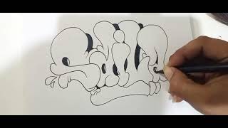 Menggambar graffiti dengan durasi video cepat #graffiti #drawing #sketchbook 
