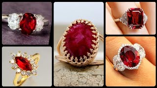 Antique Half Cut & Princess Cut Ruby Ring & Wedding Bands With Diamonds