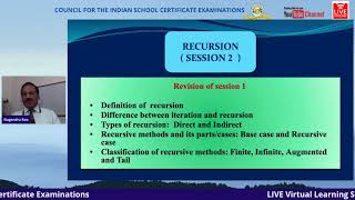 ISC Computer Science: Recursion (Session 2)