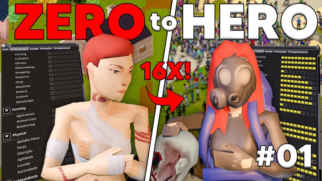 SOBREVIVI ao Desafio Mais INSANO: 16X Zero to Hero no Project Zomboid EP1