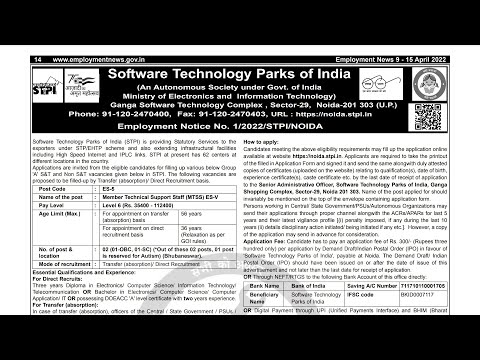 STPI JE 2022 | STPI Recruitment 2022 | Software Technology Parks Of India Recruitment 2022 | STPI