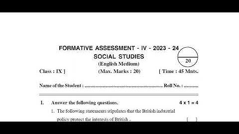 Ap 9th Class Fa-4💯 Real Social Question Paper 2023-24 | 9th Class fa4 💯 real💯 Social  Paper 2024
