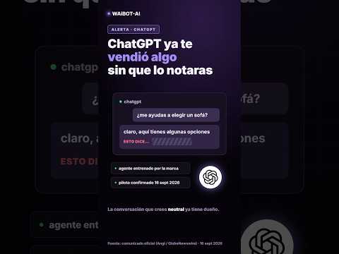 Miniatura de YouTube sobre ChatGPT ya te vendió algo, con texto de Sponsored Agents y una interfaz de chat destacada