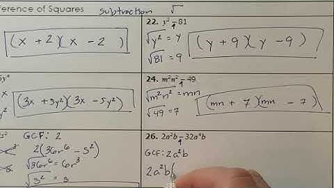 Lesson 3.1 Difference of Squares independent practice answers