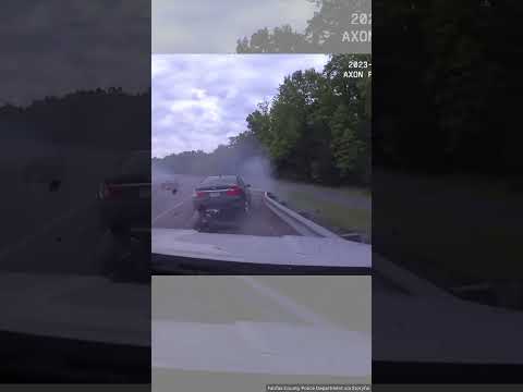 Car, at 120mph, almost slams into officer
