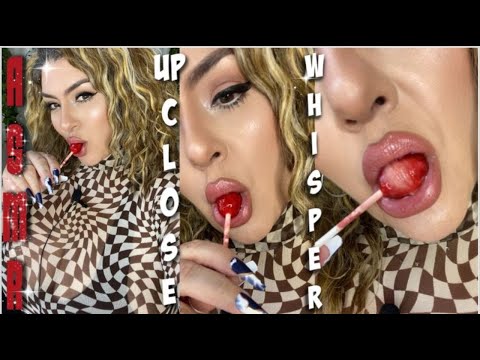 ASMR (Up-Close Whisper) SUPER Lollipop Licking Chewing Gum