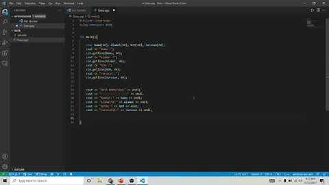 Contoh membuat input & output Biodata C++ menggunakan visual code