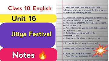 Class 10 English Unit 16 Jitiya Festival Exercise Notes