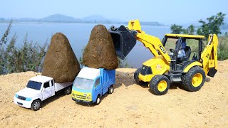 Jcb Cow Potty Loading Swaraj Tractor | Mahindra Pickup Accident Pulling Out Jcb ? Cartoon | Cs Toy
