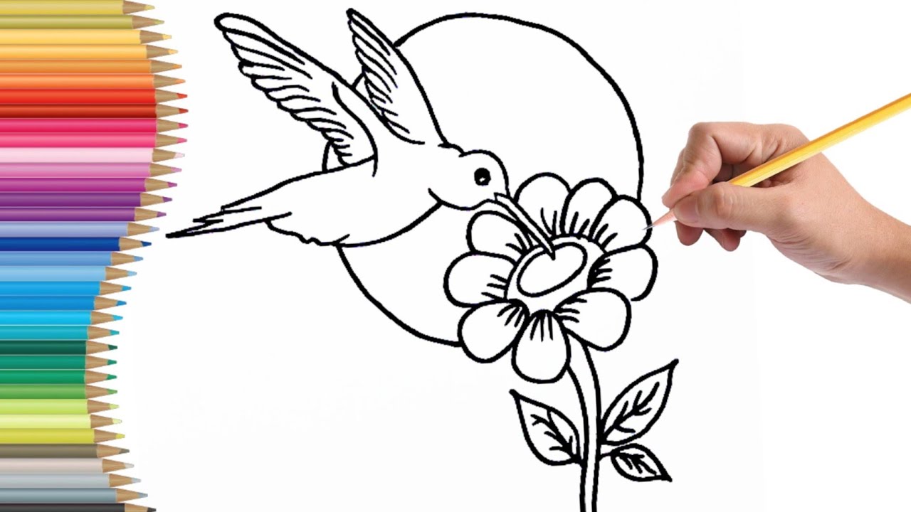 How To Draw Cute Bird And Flower๐๐บ๐ Drawing And Coloring For Kids - YouTube