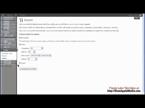 WordPress 3.4 Export Tools Settings
