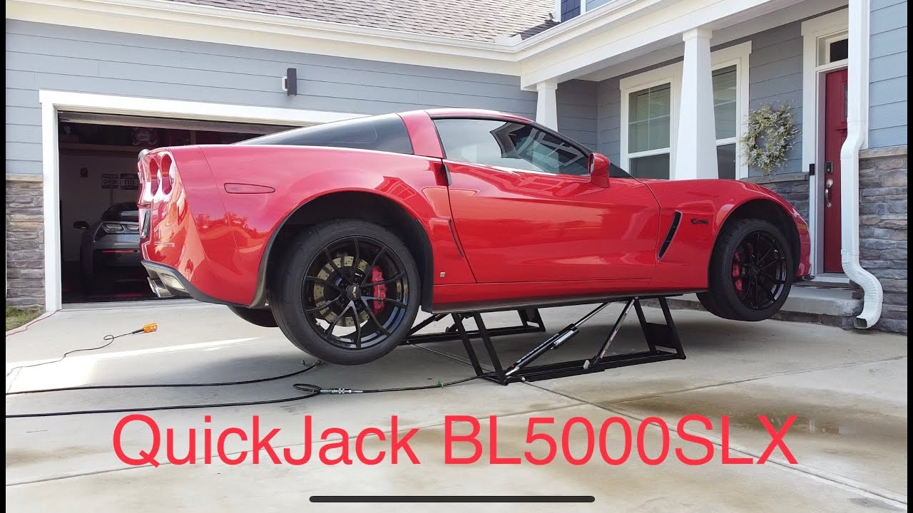 QuickJack BL-5000SLX review, used to lift lowered Corvette