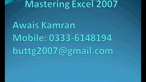 Mastering Excel 2007 in Urdu 1/300